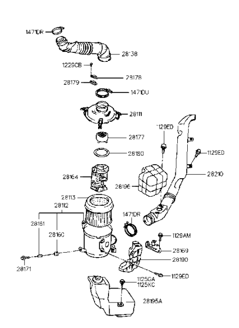 1993 Hyundai Sonata Bracket Assembly-Air Cleaner Mounting Diagram for 28166-33310
