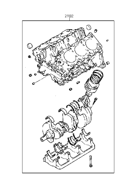 1995 Hyundai Sonata Engine Assembly-Short Diagram for 21102-35A01