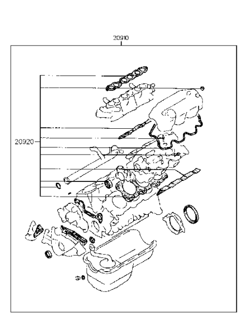 1993 Hyundai Sonata New Body Style Engine Gasket Kit (I4 SOHC) Diagram 1