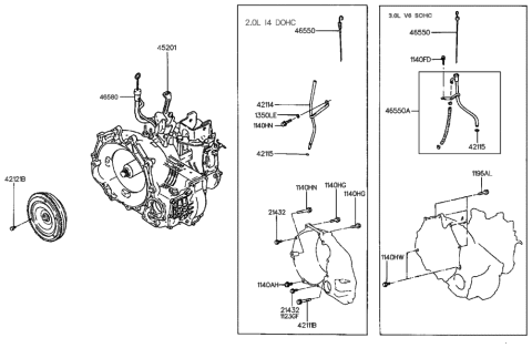 1994 Hyundai Sonata Tube Assembly-Oil Filler Diagram for 46550-38100