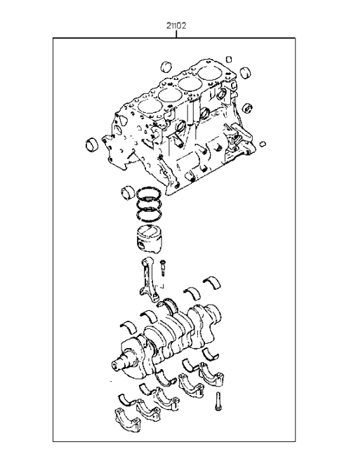 1998 Hyundai Sonata Old Body Style Short Engine Assy (I4) Diagram 1