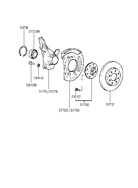 2015 Hyundai Equus Knuckle-Front Axle,RH Diagram for 51716-34000