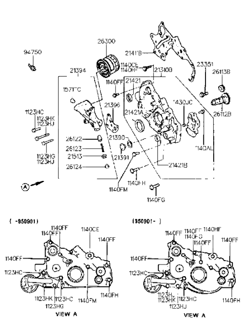 1997 Hyundai Sonata Case-Front Diagram 2