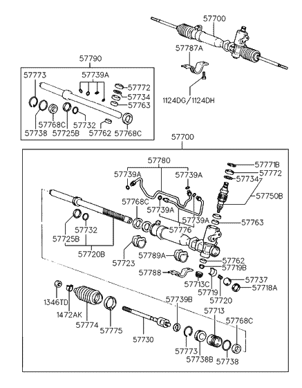 1986 Hyundai Excel Seal Kit-Power Steering Gear Diagram for 57790-34A10