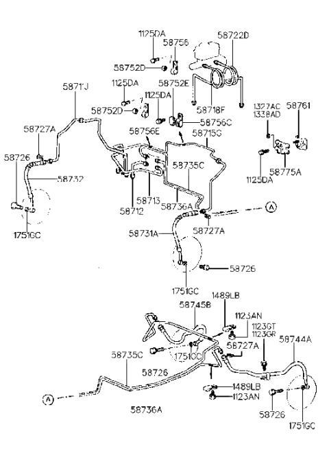 1986 Hyundai Excel Hose-Brake Diagram for 58737-34000