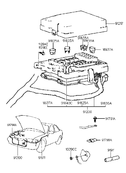 2013 Hyundai Equus Relay And Fuse Box Kit Diagram for 91840-34A00