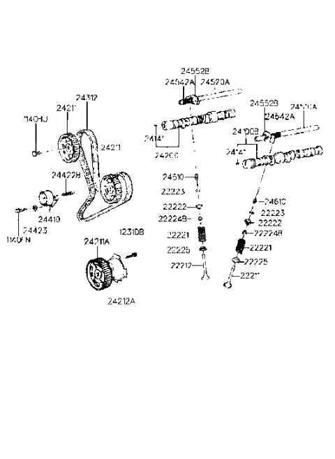1998 Hyundai Sonata Old Body Style Camshaft & Valve (I4,SOHC) Diagram 1