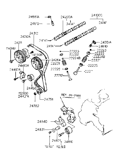 1986 Hyundai Excel Camshaft Assembly-Intake Diagram for 24100-33110