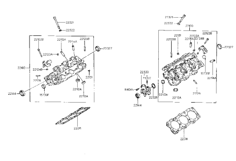 1994 Hyundai Sonata Head Assembly-Cylinder Diagram for 22100-33341