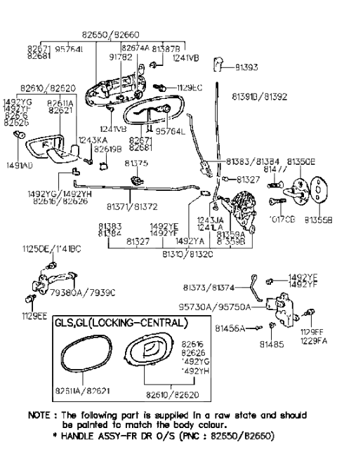 1993 Hyundai Sonata Rod Assembly - Front Door Actuator,Right Diagram for 81374-34000