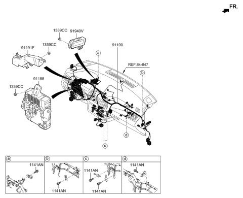 2006 Hyundai Santa Fe Instrument Panel Junction Box Assembly Diagram for 91955-E6090
