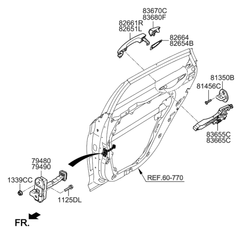 2019 Hyundai Sonata Hybrid Checker Assembly-Rear Door,RH Diagram for 79490-C1020