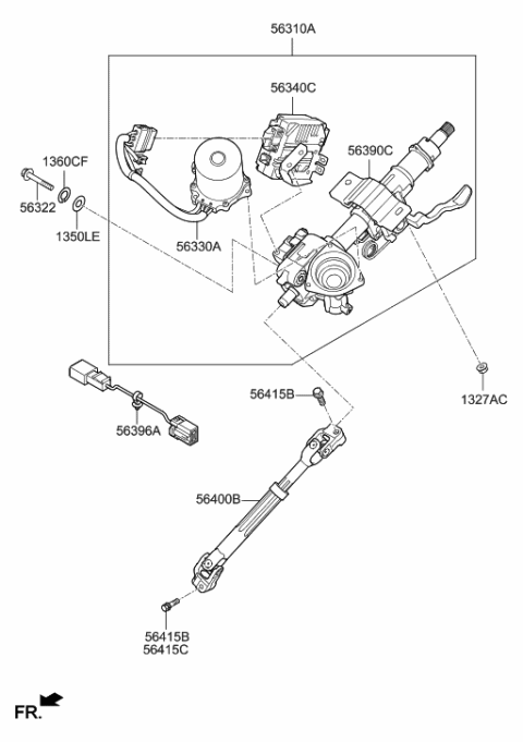 2006 Hyundai Santa Fe Column & Housing Assembly Diagram for 56390-C1710