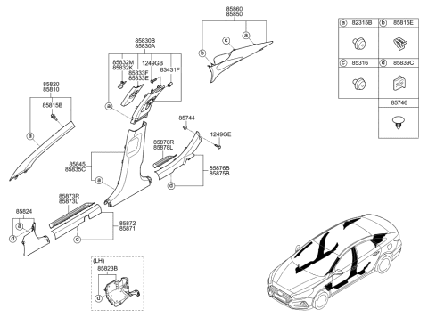 2006 Hyundai Santa Fe Trim Assembly-Rear Pillar LH Diagram for 85850-C1000-VPP