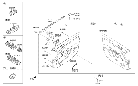 2006 Hyundai Santa Fe Power Window Main Switch Assembly Diagram for 93570-C1010