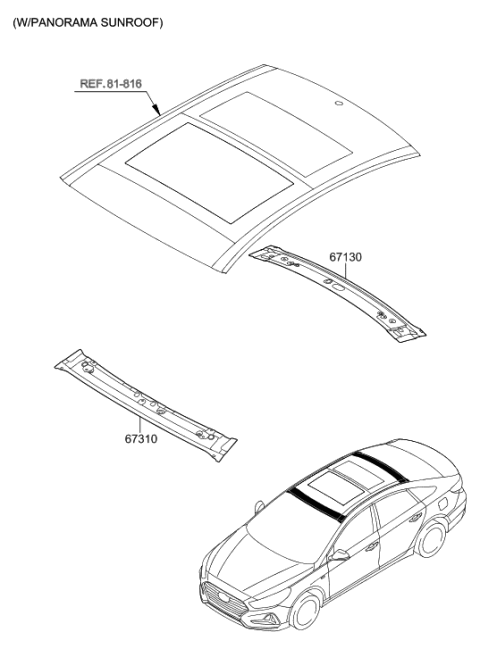 2018 Hyundai Sonata Hybrid Roof Panel Diagram 2