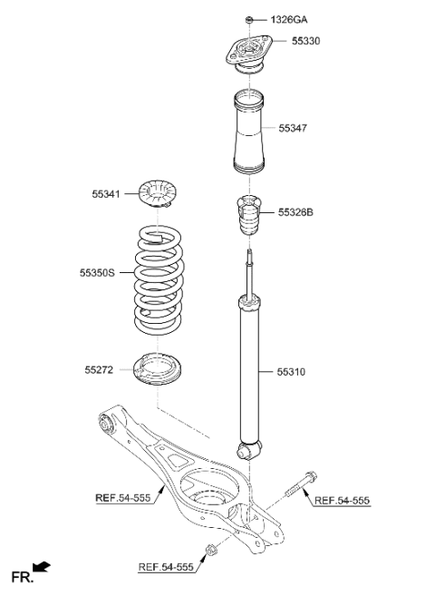 2018 Hyundai Sonata Hybrid Rear Spring & Strut Diagram