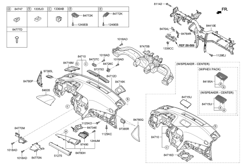2019 Hyundai Sonata Hybrid GARNISH Assembly-C/PAD Ctr,RH Diagram for 84795-C1AB0-PP5