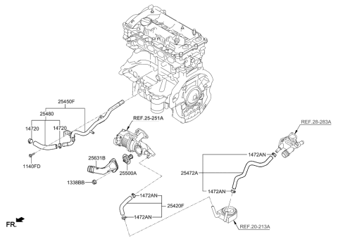 2019 Hyundai Sonata Hybrid Pipe & Hose Assembly-Heater Pipe Diagram for 25450-2E275