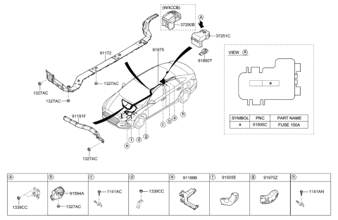 2006 Hyundai Santa Fe Positive Battery Terminal Diagram for 91860-2F020