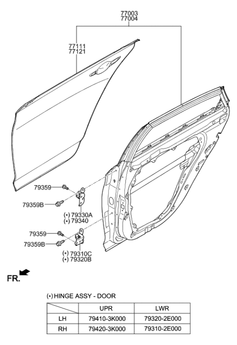 2019 Hyundai Sonata Hybrid Panel Assembly-Rear Door,RH Diagram for 77004-C1030