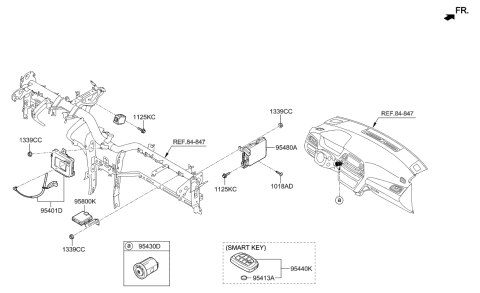 2018 Hyundai Sonata Hybrid Brake Control Module And Receiver Unit Assembly Diagram for 95400-E6302