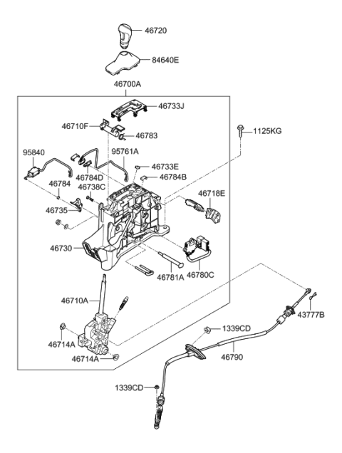 2019 Hyundai Sonata Hybrid Boot Assembly-Shift Lever Diagram for 84645-C1AA0-ZEB