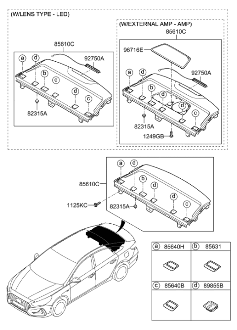 2018 Hyundai Sonata Hybrid Rear Package Tray Diagram