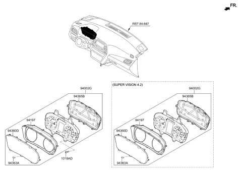 2006 Hyundai Santa Fe Cluster Assembly-Instrument Diagram for 94051-E6310