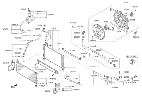 2006 Hyundai Santa Fe Bracket Assembly-Radiator Mounting,Upper Diagram for 25333-C1500