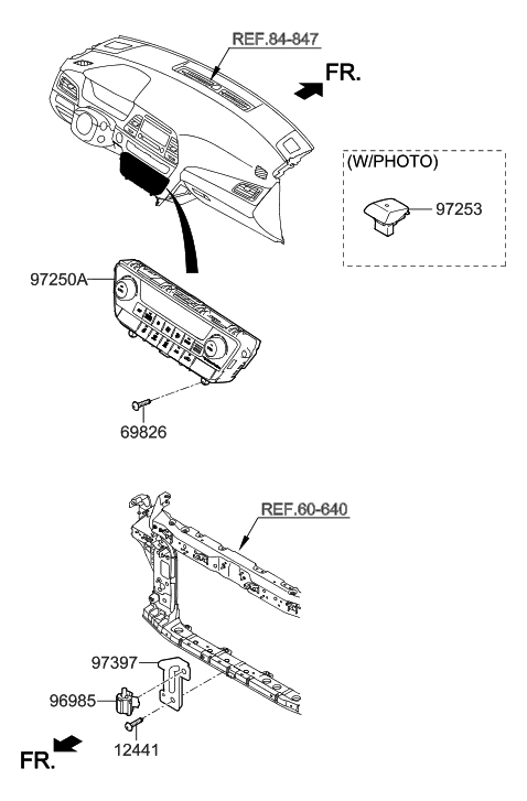 2006 Hyundai Santa Fe Heater Control Assembly Diagram for 97250-E6CB0