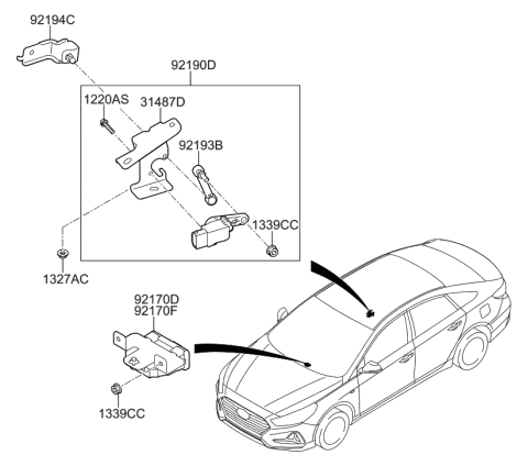 2019 Hyundai Sonata Hybrid Head Lamp Diagram 3