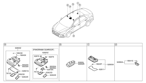 2019 Hyundai Sonata Hybrid Lens-Overhead Console Lamp,LH Diagram for 92811-D3000-TRY