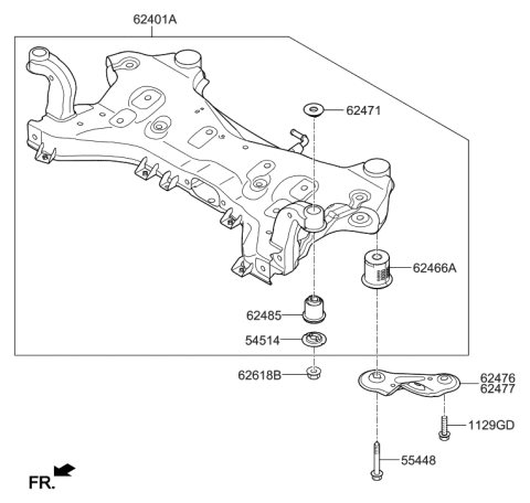 2018 Hyundai Sonata Hybrid Crossmember Complete Diagram for 62405-C1050