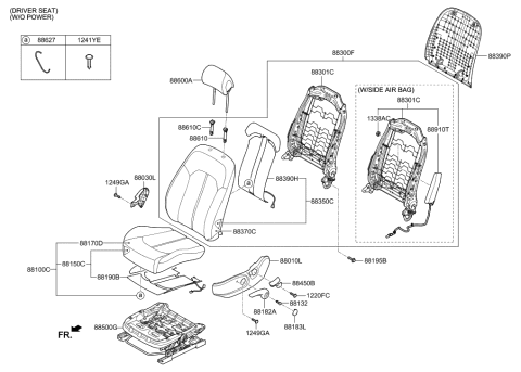 2019 Hyundai Sonata Hybrid Cap-Height Knob,LH Diagram for 88186-C1500-TRY