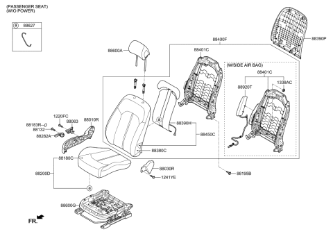 2019 Hyundai Sonata Hybrid Front Seat Diagram 1