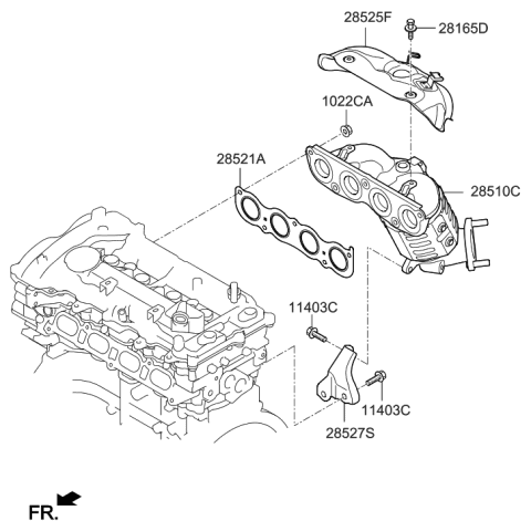 2018 Hyundai Sonata Hybrid Exhaust Manifold Catalytic Assembly Diagram for 28510-2EAF0