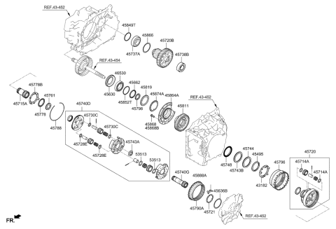 2006 Hyundai Santa Fe Bearing-Thrust Diagram for 45709-3D000