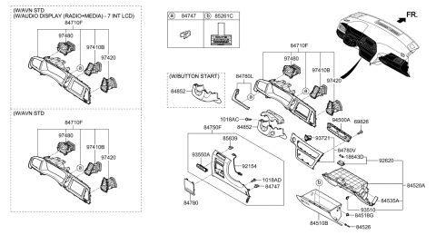 2019 Hyundai Sonata Hybrid GARNISH Assembly-C/PAD Ctr,LH Diagram for 84790-C1AA0-SB2