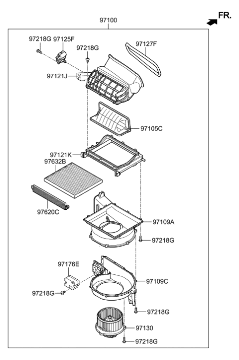 2006 Hyundai Santa Fe Cabin Air Filter Compatible Diagram for 97133-C1010