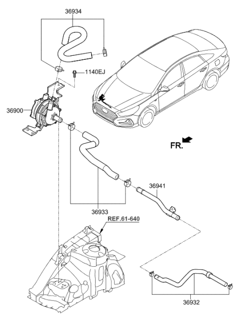 2019 Hyundai Sonata Hybrid Pipe-Electronic Water Pump Inlet Diagram for 36941-3D600