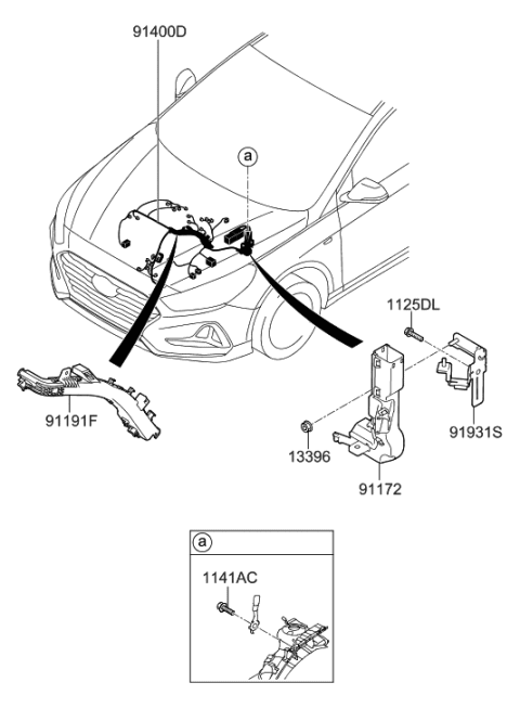 2019 Hyundai Sonata Hybrid Wiring Assembly-Control Diagram for 91405-E6010