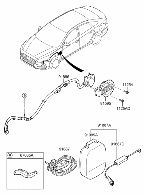 2006 Hyundai Santa Fe Wiring Assembly-Norm CHGE INL CBL Diagram for 91886-E6110