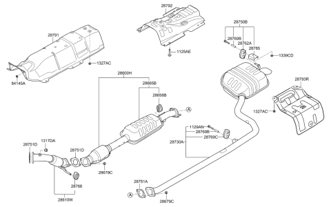 2018 Hyundai Sonata Hybrid Muffler & Exhaust Pipe Diagram