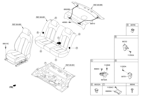 2019 Hyundai Sonata Hybrid Hook Assembly Diagram for 89630-3S000