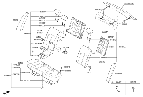 2019 Hyundai Sonata Hybrid Guide Assembly-R/S H/REST W/LVR Diagram for 89385-C1000-PPB