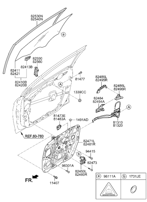 2018 Hyundai Sonata Hybrid Front Right-Hand Door Module Panel Assembly Diagram for 82481-C1010