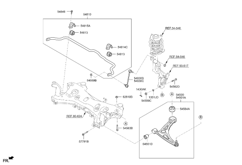 2019 Hyundai Sonata Hybrid Bar Assembly-Front Stabilizer Diagram for 54810-C2300