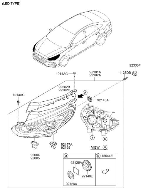 2019 Hyundai Sonata Hybrid Head Lamp Diagram 2