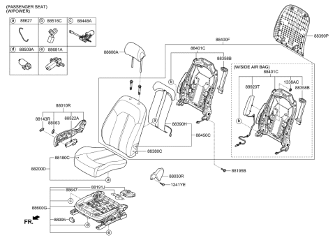 2018 Hyundai Sonata Hybrid Seat Cushion Covering, Front, Passenger Side Diagram for 88260-C1DD0-ZAB